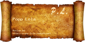 Popp Lola névjegykártya